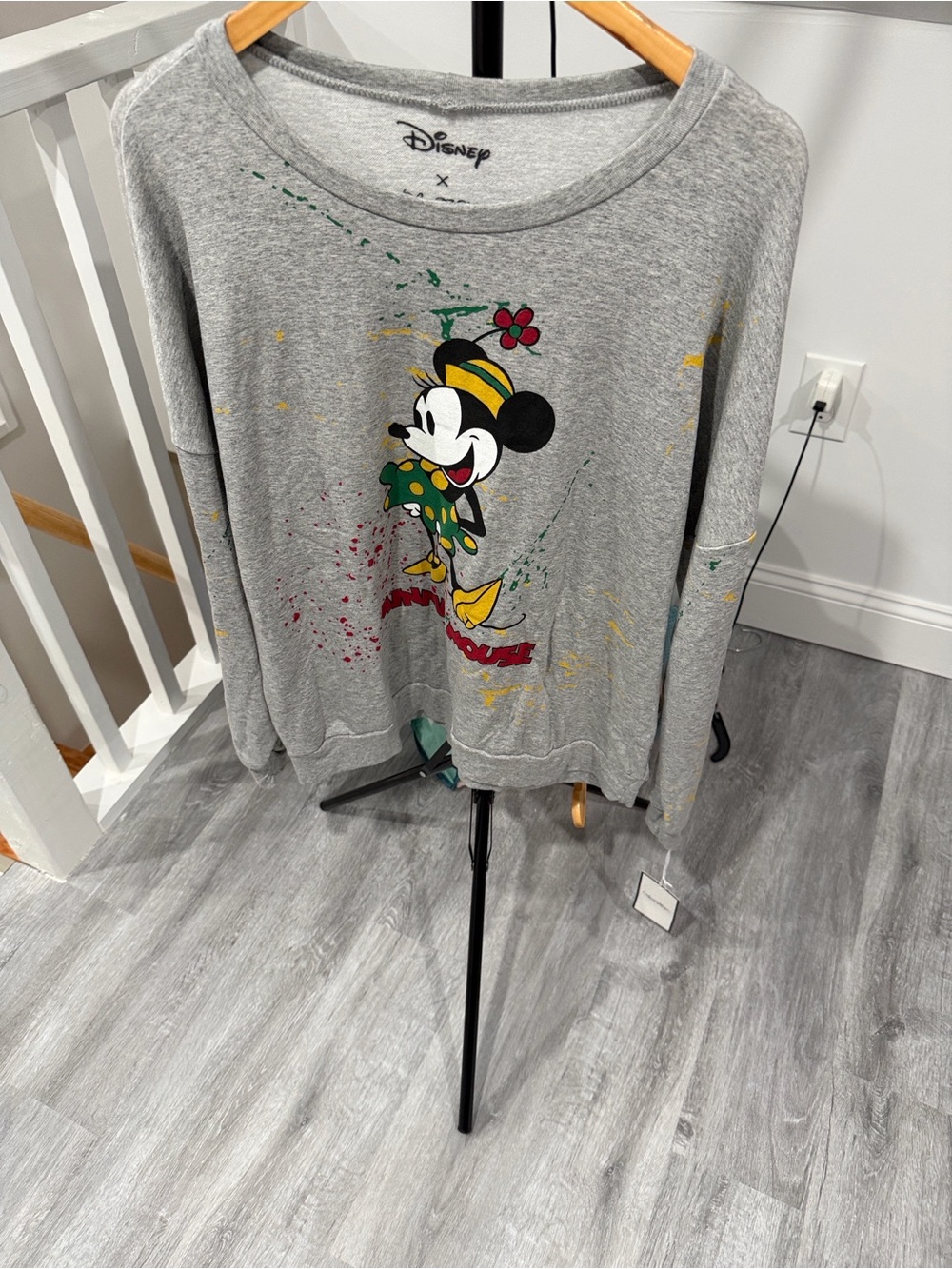 Lauren Moshi Gray Disney Minnie Mouse Graphic Sweatshirt